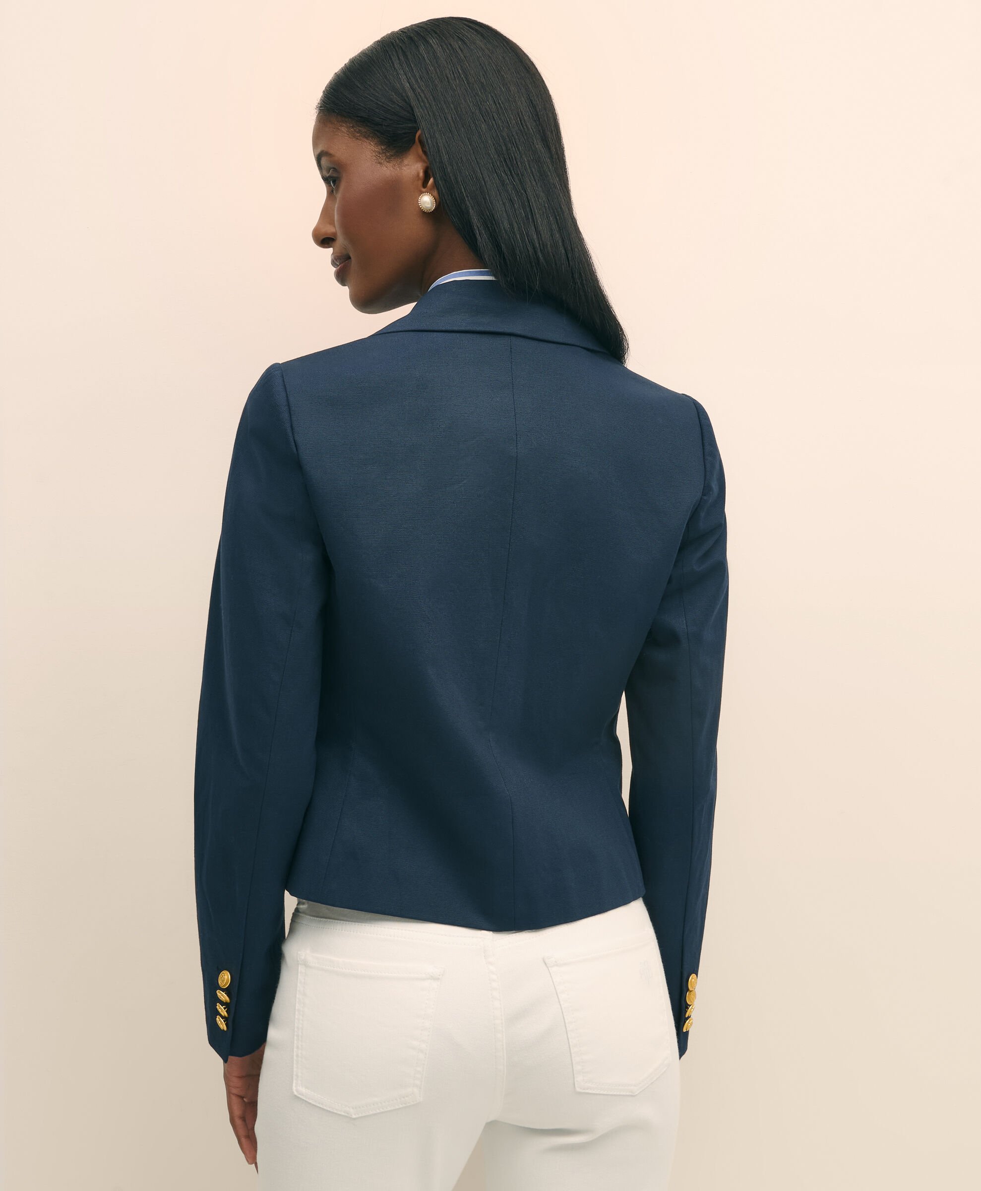 Cropped Double-Breasted Faille Blazer