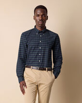 Brooks Brothers Camisa Oxford de Cuadros Slim Fit Non-Iron con Cuello Button Down y Tejido Elástico Azul Marino