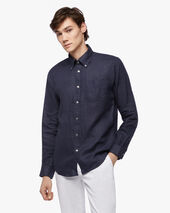 Brooks Brothers Regular Fit Leinenhemd mit Button-Down-Kragen Marineblau Brooks Brothers Regular Fit Leinenhemd mit Button-Down-Kragen Marineblau