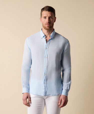Brooks Brothers Chemise Slim Fit en Lin avec Col Button Down Ciel