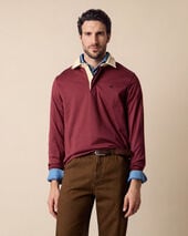Brooks Brothers Rugby-Polo mit Cord-Kragen Burgunderrot