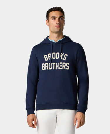 Brooks Brothers Felpa con Cappuccio e Logo Ricamato Blu Marino