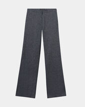 Brooks Brothers Straight Fit Cotton Linen Twill Trousers Navy