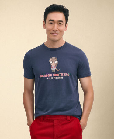 Brooks Brothers T-shirt Graphique Year of the Horse Bleu Marine