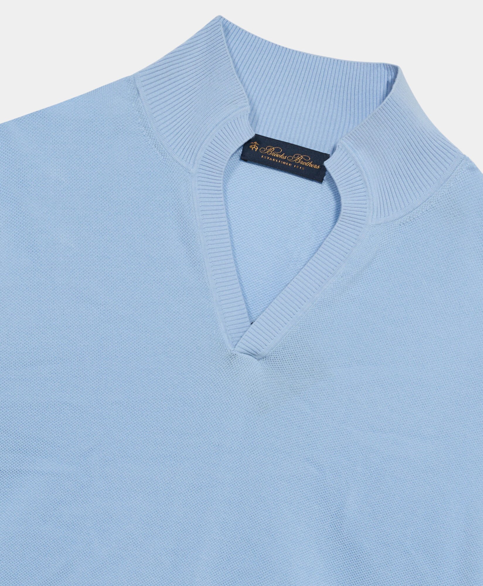 Open Collar Piqué Knit Polo