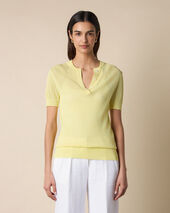 Brooks Brothers Pointelle Viscose Henley Knit Polo Yellow