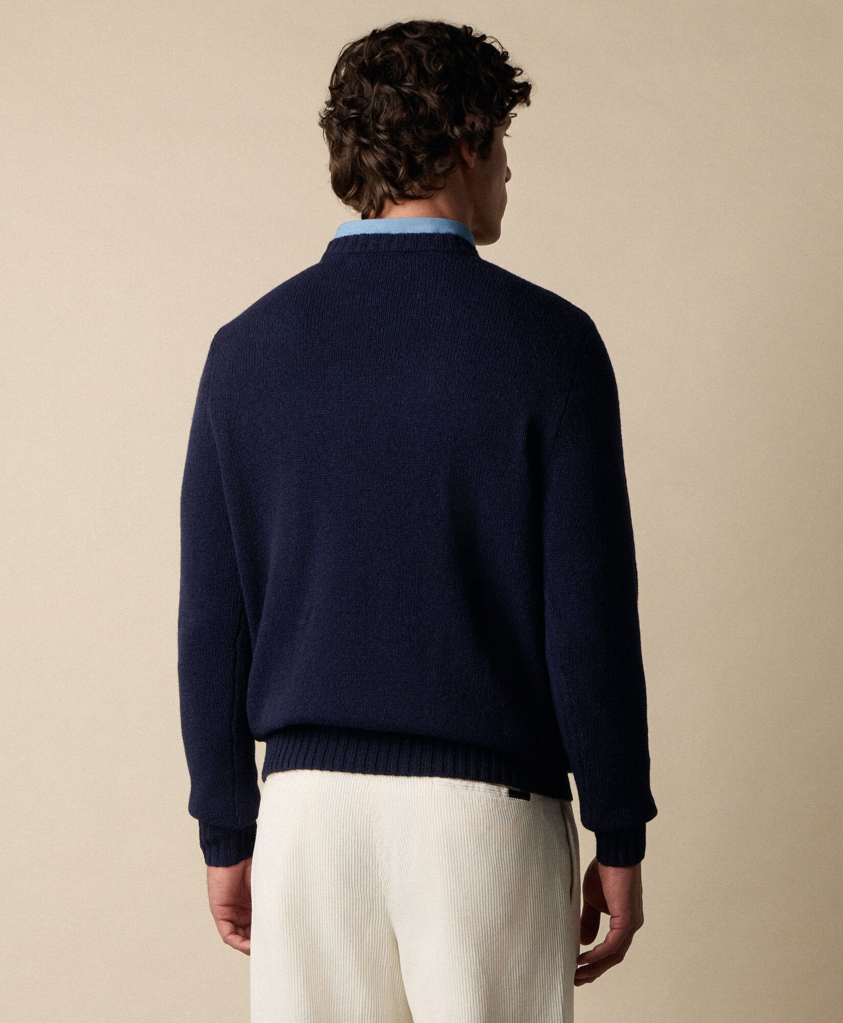 Shetland-Wollpullover mit Rundhalsausschnitt und Logo