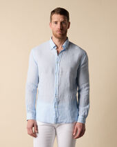 Brooks Brothers Slim Fit Linen Shirt with Button Down Collar Sky