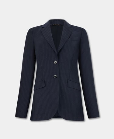 Brooks Brothers Blazer in Lana Vergine a Righe Blu Marino