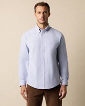 Brooks Brothers Regular Fit Non-Iron Striped Stretch Oxford Shirt with Button Down Collar Hydrangea