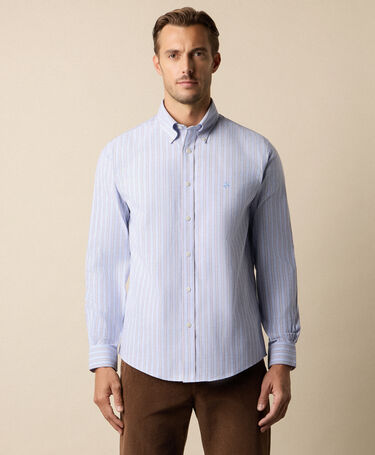 Brooks Brothers Regular Fit Non-Iron Hemd in Oxford Gestreiftes Stretch mit Button Down Kragen Hortensie