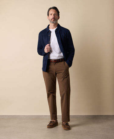 Brooks Brothers Veste Chemise en Cuir Suédé Bleu