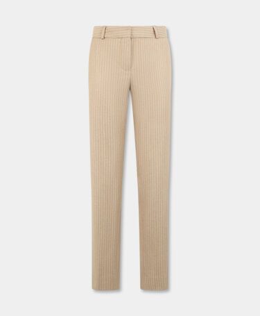 Brooks Brothers Pinstripe Cigarette Fit Virgin Wool Trousers Beige