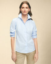 Brooks Brothers Fitted Non-Iron Oxford Shirt with Forward Point Collar Light Blue