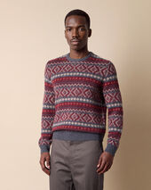 Brooks Brothers Rundhalspullover aus Lammwolle Jacquard Fair Isle Dunkelgrau