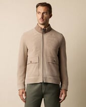 Brooks Brothers Bomber Suede Jacket Beige