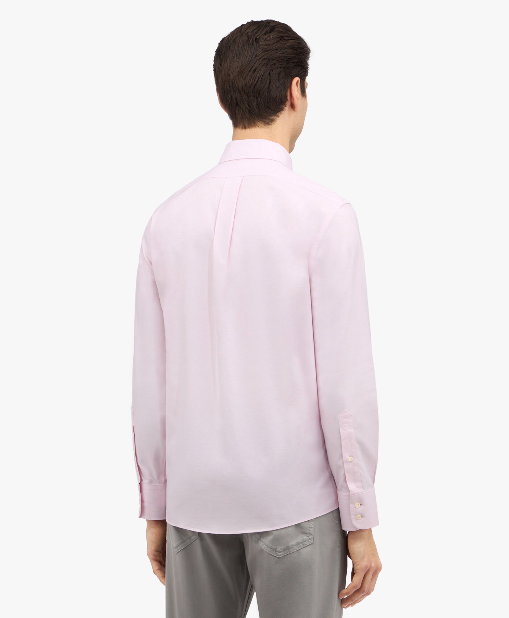 Slim Fit Stretch Supima Cotton Non-Iron Twill Dress Shirt with Button-Down Collar