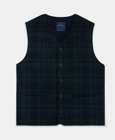 Brooks Brothers Gilet en Maille Blackwatch Bleu Foncé