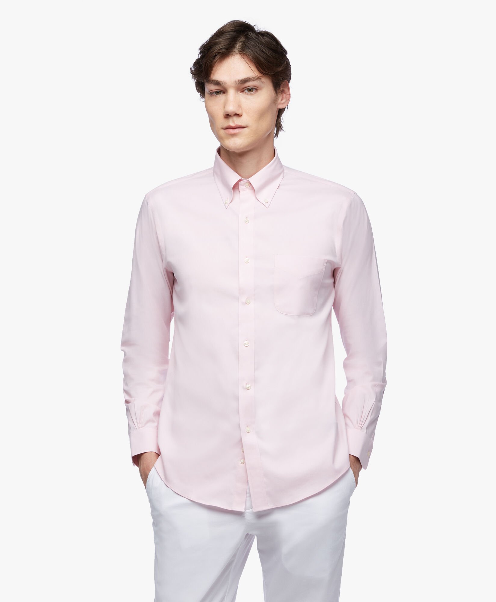 Regular Fit Non-Iron Supima Oxford Pinpoint Shirt with Button Down Collar