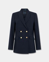Brooks Brothers Zweireihiger Blazer aus Schurwolle Hopsack mit goldenen Knöpfen Marineblau