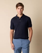 Brooks Brothers Polo en maille de Coton-Lin Bleu Marine