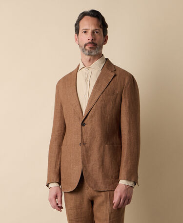Brooks Brothers Herringbone Linen Blazer Light Brown