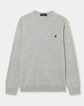 Brooks Brothers Lambswool Crewneck Sweater with Logo Light Grey