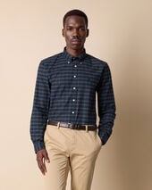 Brooks Brothers Camisa Oxford de Cuadros Slim Fit Non-Iron con Cuello Button Down y Tejido Elástico Azul Marino