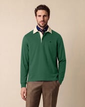 Brooks Brothers Rugby-Polo mit Cord-Kragen Dunkelgrün
