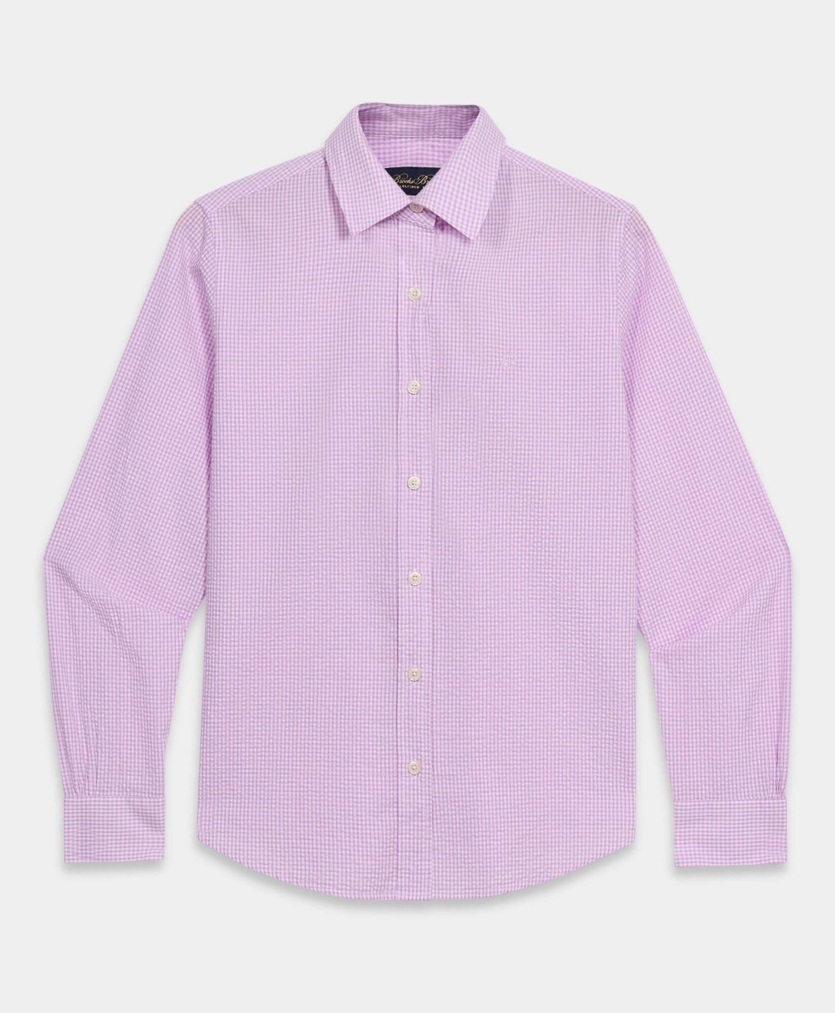 Micro Vichy Cotton Shirt with Logo