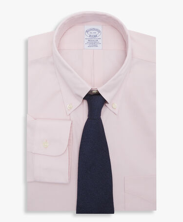 Brooks Brothers Regular Fit Non-Iron Oxford Shirt with Button Down Collar Pink