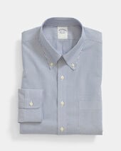 Brooks Brothers Slim Fit Non-Iron Striped Oxford Pinpoint Shirt with Button Down Collar Blue