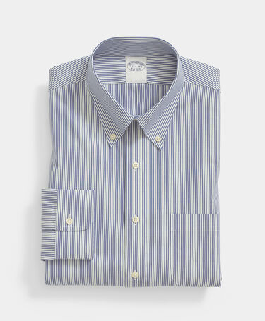 Brooks Brothers Slim Fit Non-Iron Oxford-Hemd mit Button-Down-Kragen Blau