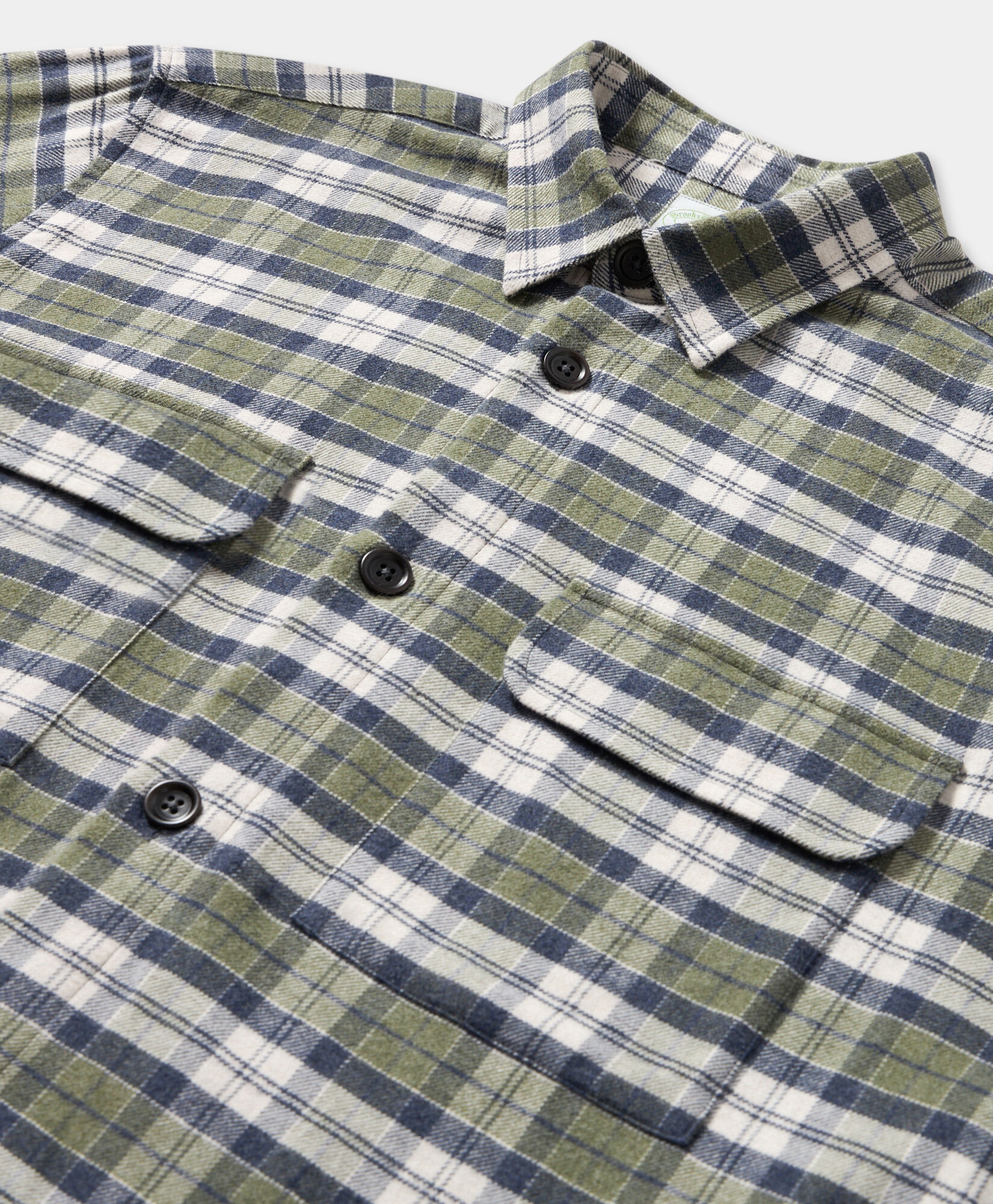 Plaid Cotton Flannel Overshirt with Flap Pockets