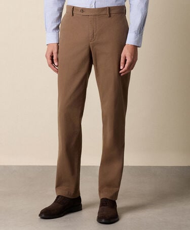 Brooks Brothers Regular Fit Microtwill Stretch Cotton Chino Tobacco
