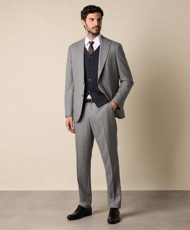 Brooks Brothers Pinstripe Virgin Wool Suit Light Grey