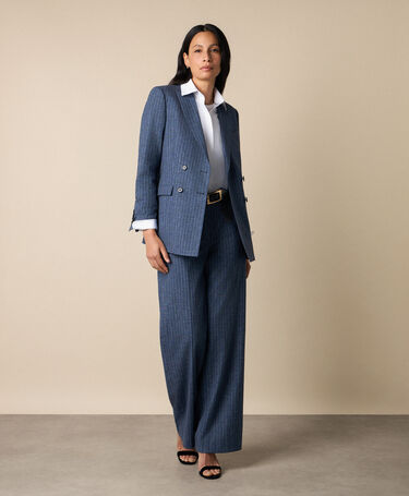 Brooks Brothers Pinstripe Cotton Blend Blazer Denim