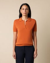 Brooks Brothers Open Collar Cotton Knit Polo Rust