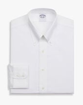 Brooks Brothers Slim Fit Non-Iron Stretch Supima Cotton Twill Shirt with Button Down Collar White