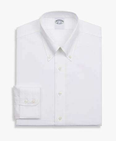 Brooks Brothers Slim Fit Non-Iron Baumwollhemd mit Button-Down-Kragen Weiß