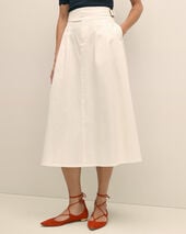 Brooks Brothers Belted A-Line Twill Pleated Skirt White