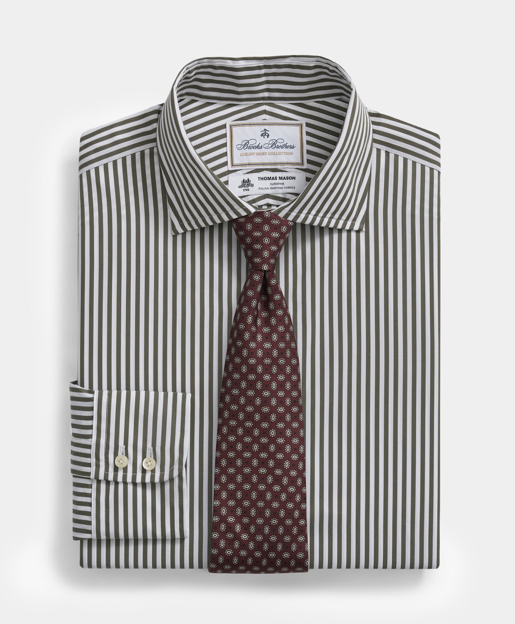 Striped Regular Fit Thomas Mason Dress Shirt with English Spread Collar