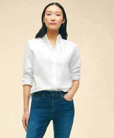 Brooks Brothers Classic Fit Oxford Shirt with Button Down Collar White