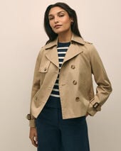 Brooks Brothers Cropped Double-Breasted Supima Twill Trench Coat Brown