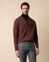 Brooks Brothers Open Collar Lambswool Knit Polo Cocoa Brooks Brothers Open Collar Lambswool Knit Polo Cocoa