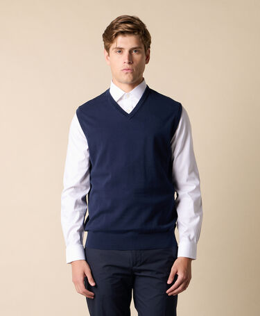 Brooks Brothers Chaleco de Punto en Algodón Makò Azul Marino