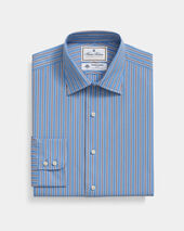 Brooks Brothers Thomas Mason Striped Regular Fit Cotton Shirt with Ainsley Collar Blue