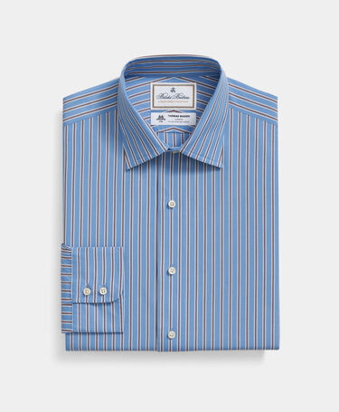 Brooks Brothers Thomas Mason Regular Fit Baumwollhemd mit Ainsley-Kragen Blau