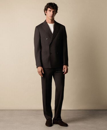 Brooks Brothers Costume Croisé en Laine Vierge Marron