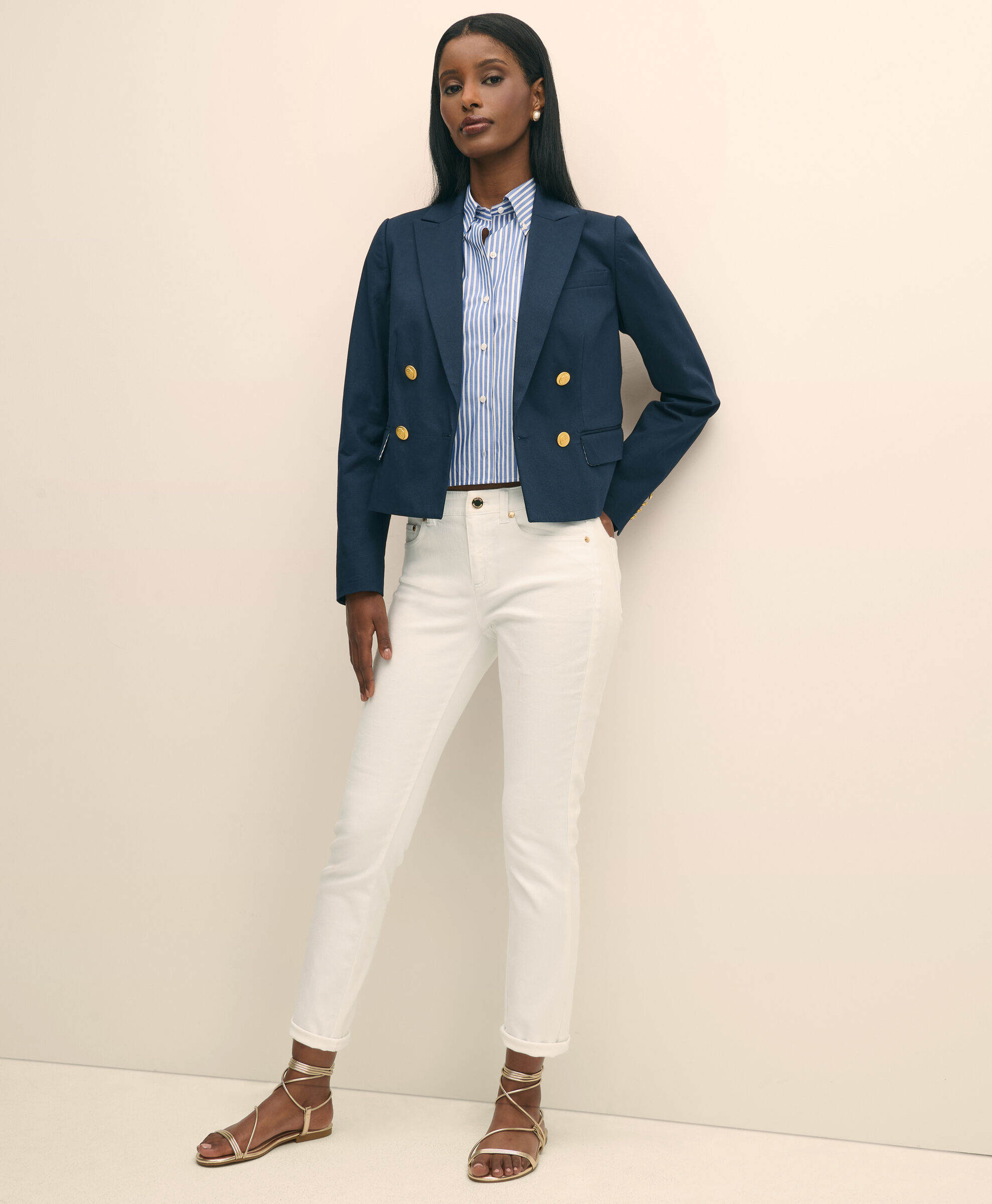 Cropped Double-Breasted Faille Blazer